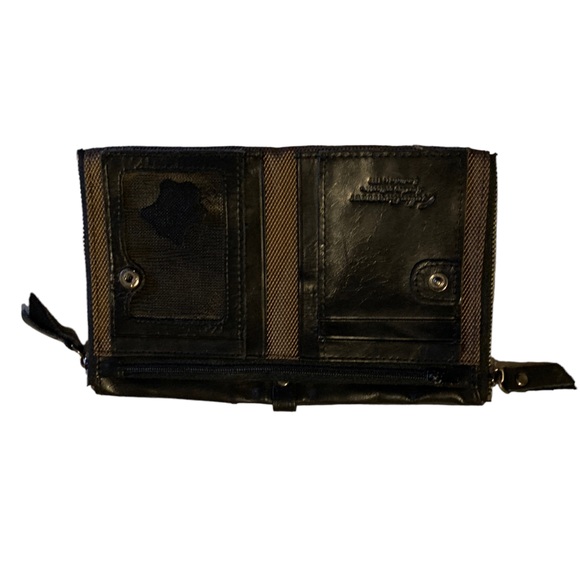 Leather Wallet, NWOT, black with zippers, mens - Picture 2 of 8